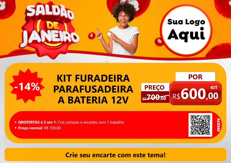 Modelo de Cartaz para Cartaz A4 Horizontal com o tema Saldão de Janeiro para Maquinas e Ferramentas