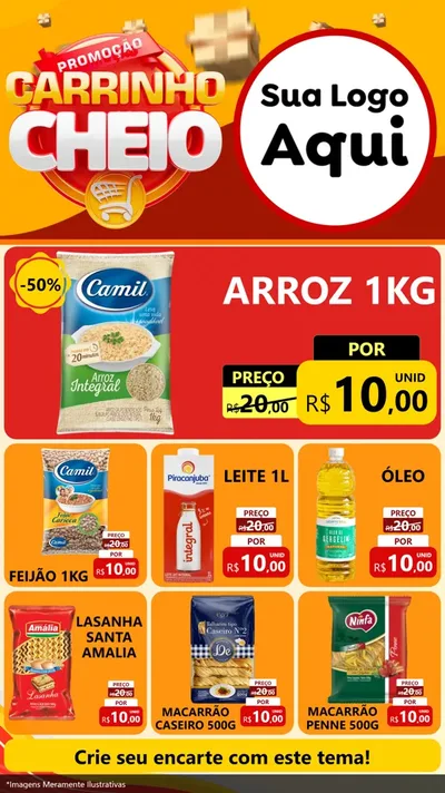 Modelo de Rede Social para Stories com o tema Promoção carrinho cheio para Supermercado