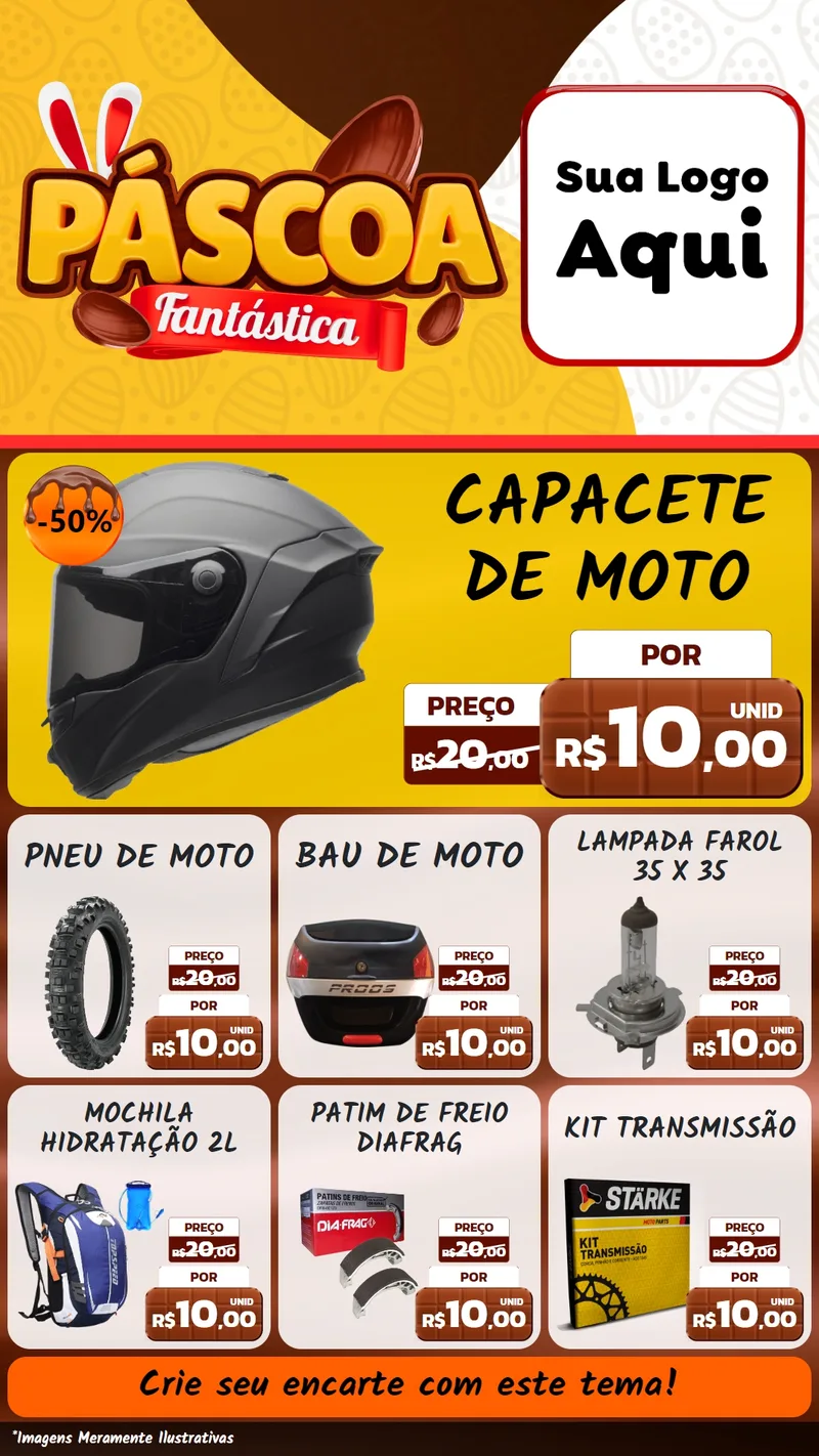 Modelo de Rede Social para Stories com o tema Páscoa Fantástica para Moto peças