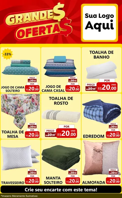 Modelo de Encarte para Encarte Grande com o tema Grandes Ofertas para Cama, Mesa e Banho
