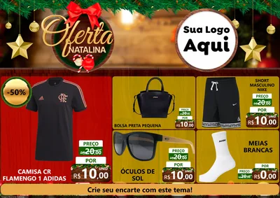 Modelo de Encarte para Encarte A4 Horizontal com o tema Ofertas Natalina para Roupas e acessórios