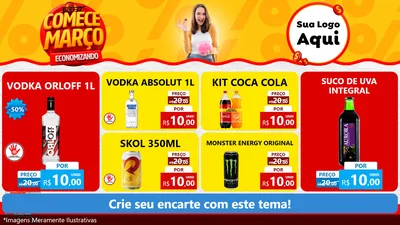 Modelo de TV para TV Horizontal com o tema Comece Março Economizando para Distribuidora de bebidas