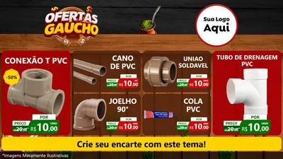 Modelo de TV para TV Horizontal com o tema Ofertas Dia do Gaúcho para Tubos e conexões