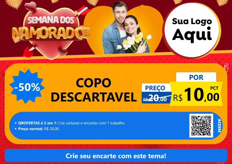 Modelo de Cartaz para Cartaz A4 Horizontal com o tema Semana dos Namorados para Embalagens