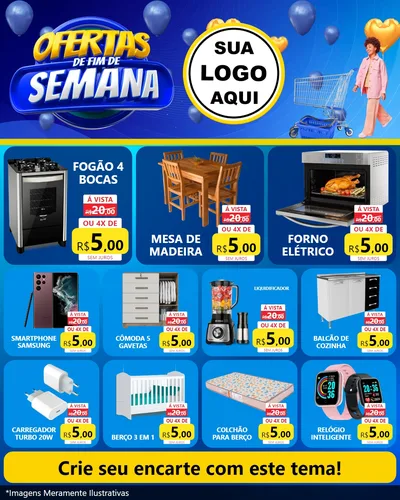 Modelo de Rede Social para Feed Instagram com o tema Ofertas de Fim de Semana para Móveis e Eletro