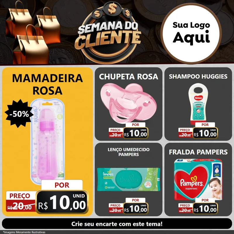 Modelo de Rede Social para Feed Facebook com o tema Semana do Cliente para Bebês