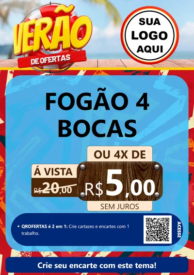 Modelo de Cartaz para Cartaz A4 Vertical com o tema Verão de Ofertas para Móveis e Eletro