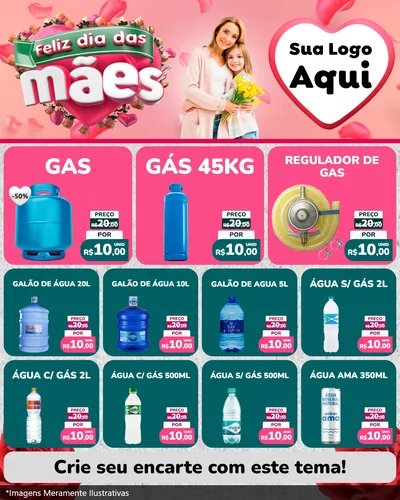Modelo de Rede Social para Feed Instagram com o tema Feliz Dia das Mães para Água e gás