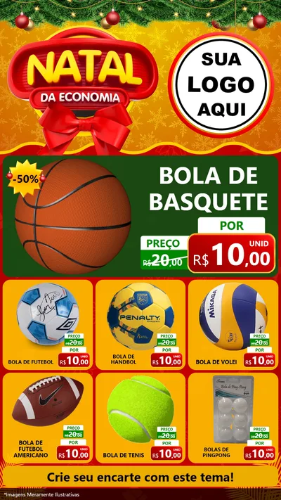 Modelo de Rede Social para Stories com o tema Natal da Economia para Artigos Esportivos