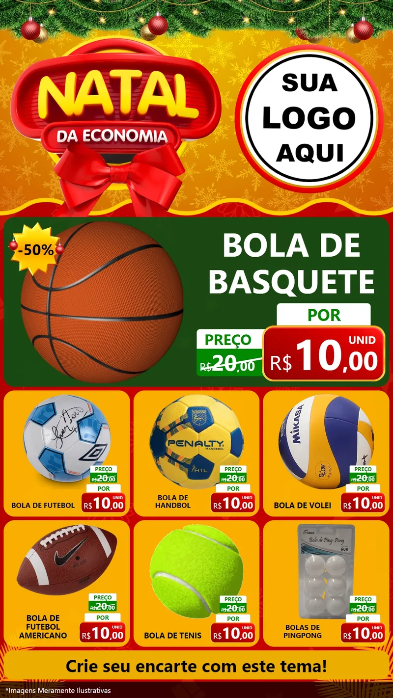 Modelo de Rede Social para Stories com o tema Natal da Economia para Artigos Esportivos