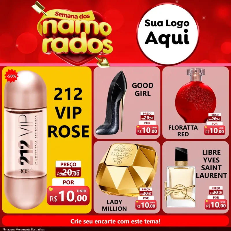 Modelo de Rede Social para Feed Facebook com o tema Semana dos namorados para Perfumes