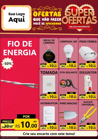 Modelo de Encarte para Encarte A4 Vertical com o tema Dia dos Namorados para Materiais Elétricos