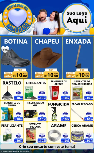 Modelo de Encarte para Encarte Grande com o tema Ofertas Para Seu Namorado para Agropecuária