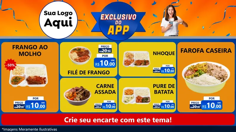 Modelo de TV para TV Horizontal com o tema Exclusivo do Aplicativo para Restaurante