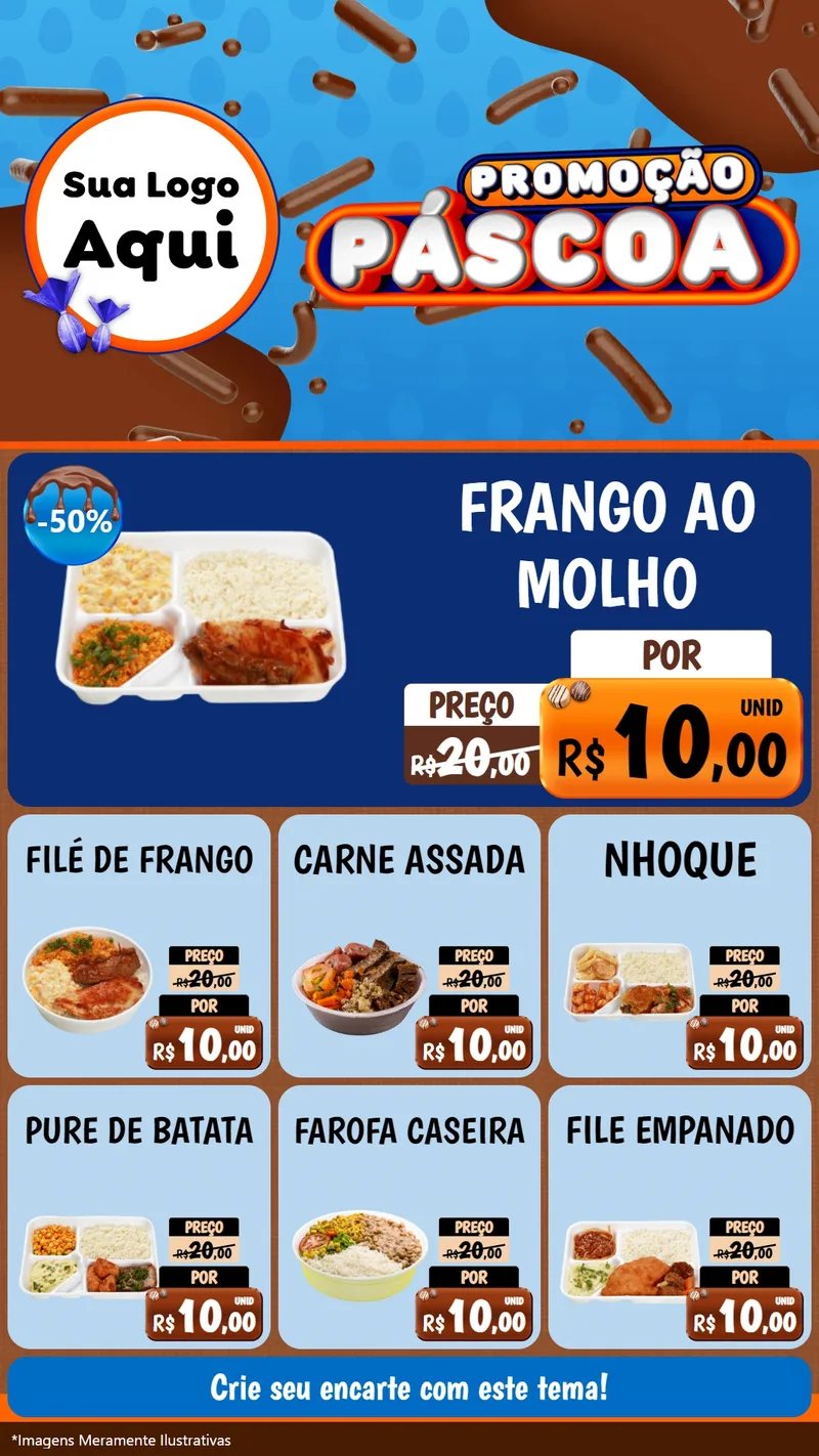 Modelo de Rede Social para Stories com o tema Promoção Páscoa para Restaurante