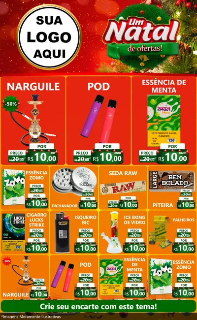 Modelo de Encarte para Encarte Grande com o tema Um Natal de Ofertas para Tabacaria