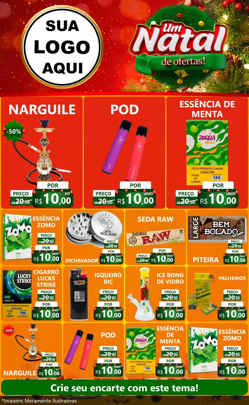 Modelo de Encarte para Encarte Grande com o tema Um Natal de Ofertas para Tabacaria