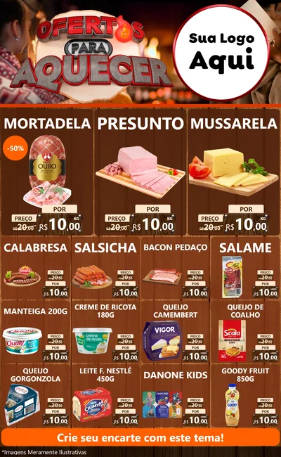 Modelo de Encarte para Encarte Grande com o tema Ofertas Para Aquecer para Frios e Laticínios