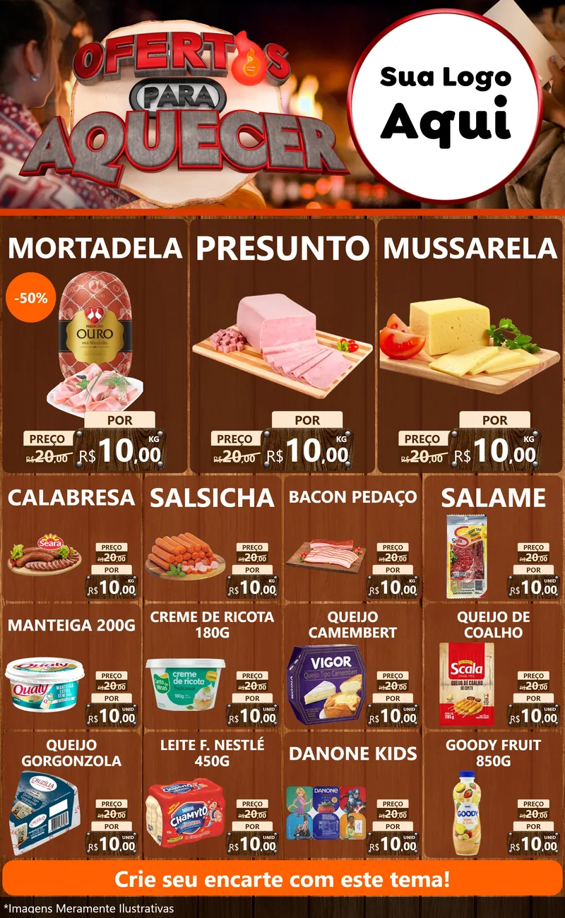 Modelo de Encarte para Encarte Grande com o tema Ofertas Para Aquecer para Frios e Laticínios