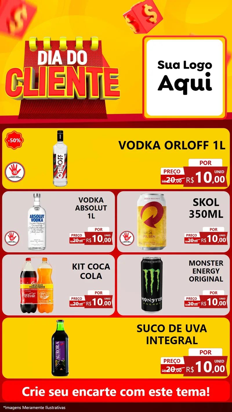 Modelo de TV para TV Vertical com o tema Dia do Cliente para Distribuidora de bebidas