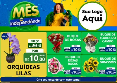 Modelo de Encarte para Encarte A4 Horizontal com o tema Mês da Independência para Floricultura e jardim