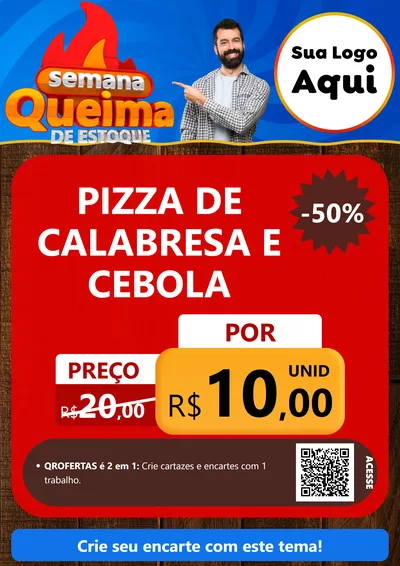 Modelo de Cartaz para Cartaz A4 Vertical com o tema Semana Queima de Estoque para Pizzaria