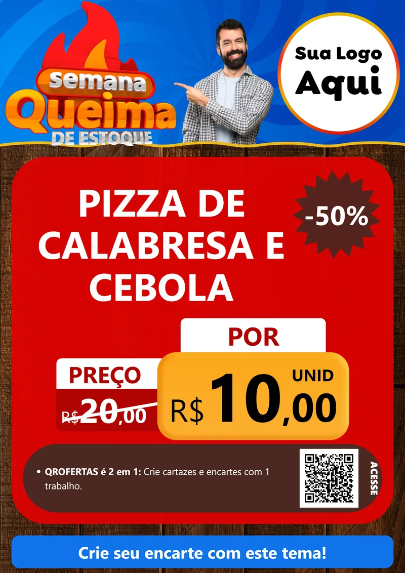 Modelo de Cartaz para Cartaz A4 Vertical com o tema Semana Queima de Estoque para Pizzaria