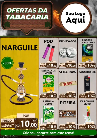 Modelo de Encarte para Encarte A4 Vertical com o tema Ofertas da Tabacaria para Tabacaria