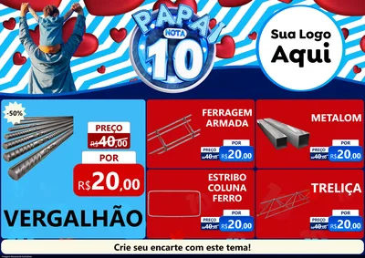 Modelo de Encarte para Encarte A4 Horizontal com o tema Papai Nota 10 para Ferragens