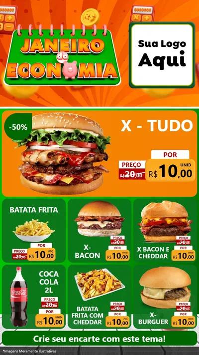 Modelo de Rede Social para Stories com o tema Janeiro da Economia para Hamburgueria