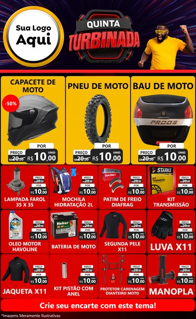 Modelo de Encarte para Encarte Grande com o tema Quinta Turbinada para Moto peças