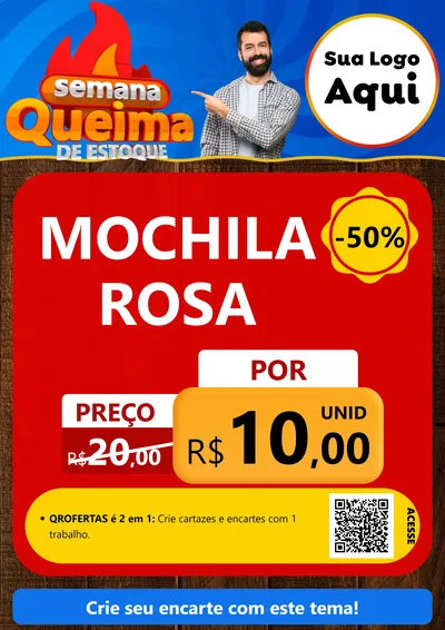 Modelo de Cartaz para Cartaz A4 Vertical com o tema Semana Queima de Estoque para Papelaria