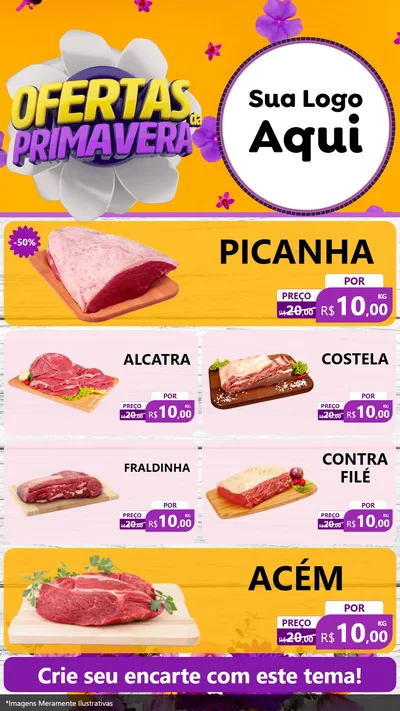 Modelo de TV para TV Vertical com o tema Ofertas Da Primavera para Açougue