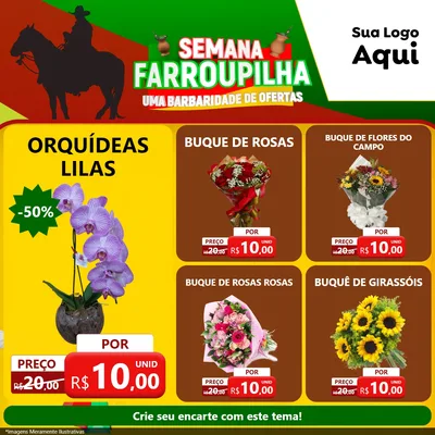 Modelo de Rede Social para Feed Facebook com o tema Semana Farroupilha - Uma Barbaridade de Ofertas para Floricultura e jardim