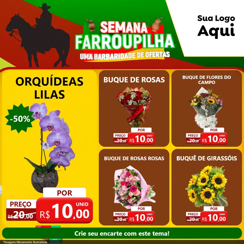 Modelo de Rede Social para Feed Facebook com o tema Semana Farroupilha - Uma Barbaridade de Ofertas para Floricultura e jardim