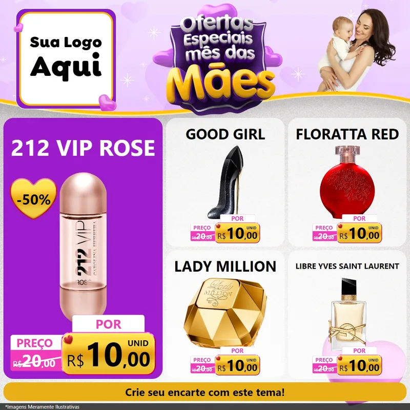 Modelo de Rede Social para Feed Facebook com o tema Ofertas Especiais - Mês das Mães para Perfumes