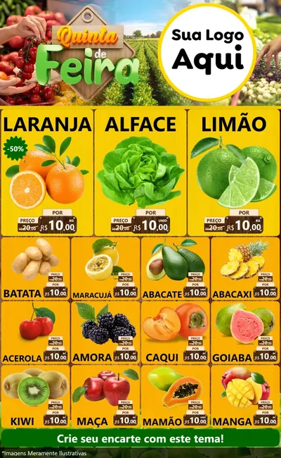 Modelo de Encarte para Encarte Grande com o tema Quinta de Feira para Hortifrúti