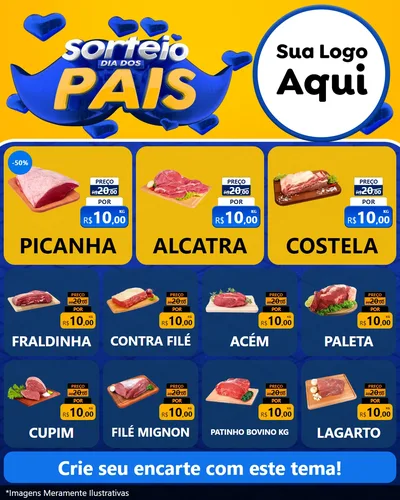 Modelo de Rede Social para Feed Instagram com o tema Sorteio Dia dos Pais para Açougue