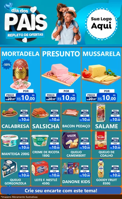 Modelo de Encarte para Encarte Grande com o tema Dia Dos Pais Repleto de Ofertas para Frios e Laticínios