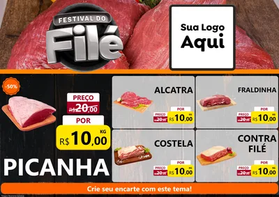 Modelo de Encarte para Encarte A4 Horizontal com o tema Festival do Filé para Açougue