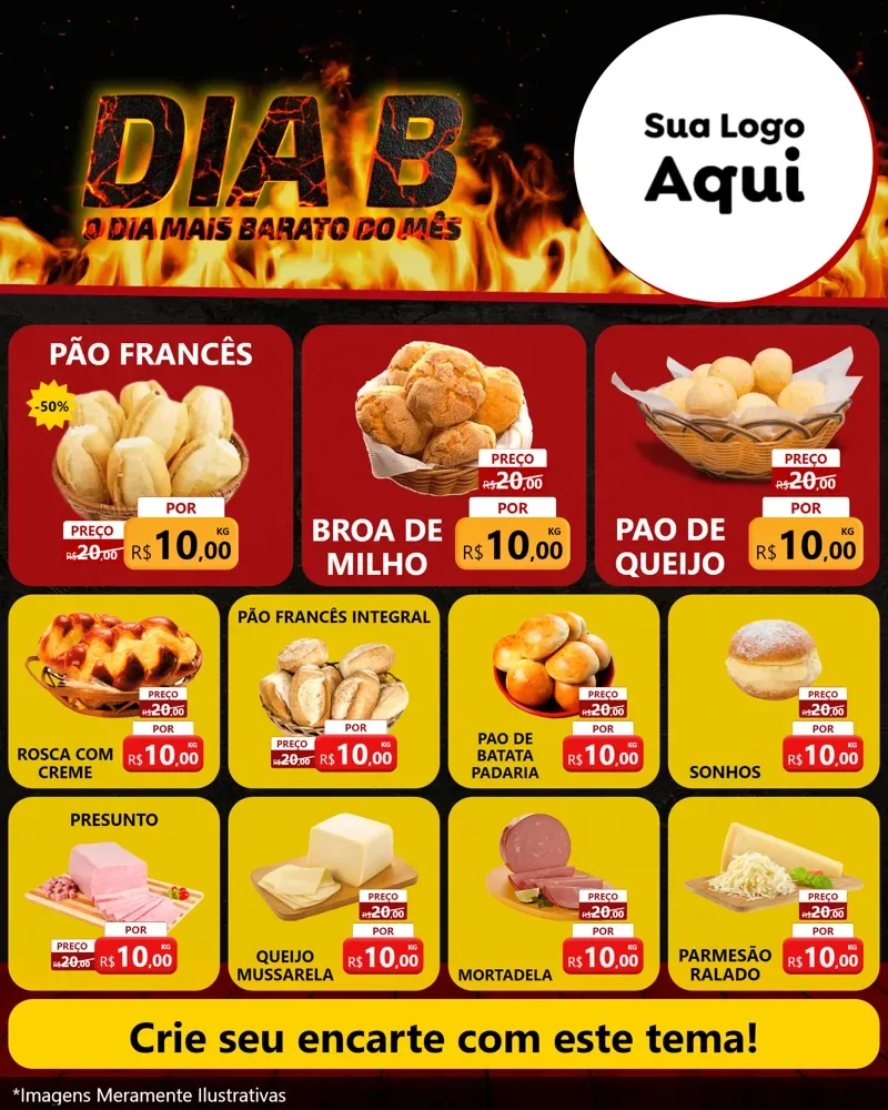 Modelo de Rede Social para Feed Instagram com o tema Dia B para Padaria