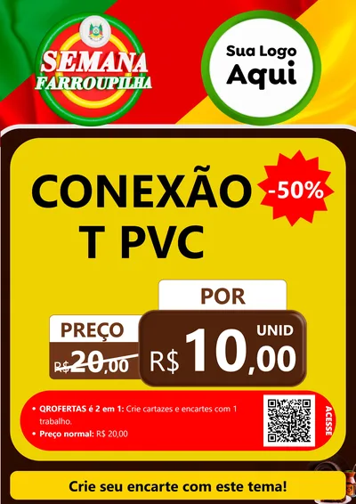 Modelo de Cartaz para Cartaz A4 Vertical com o tema Semana Farroupilha para Tubos e conexões