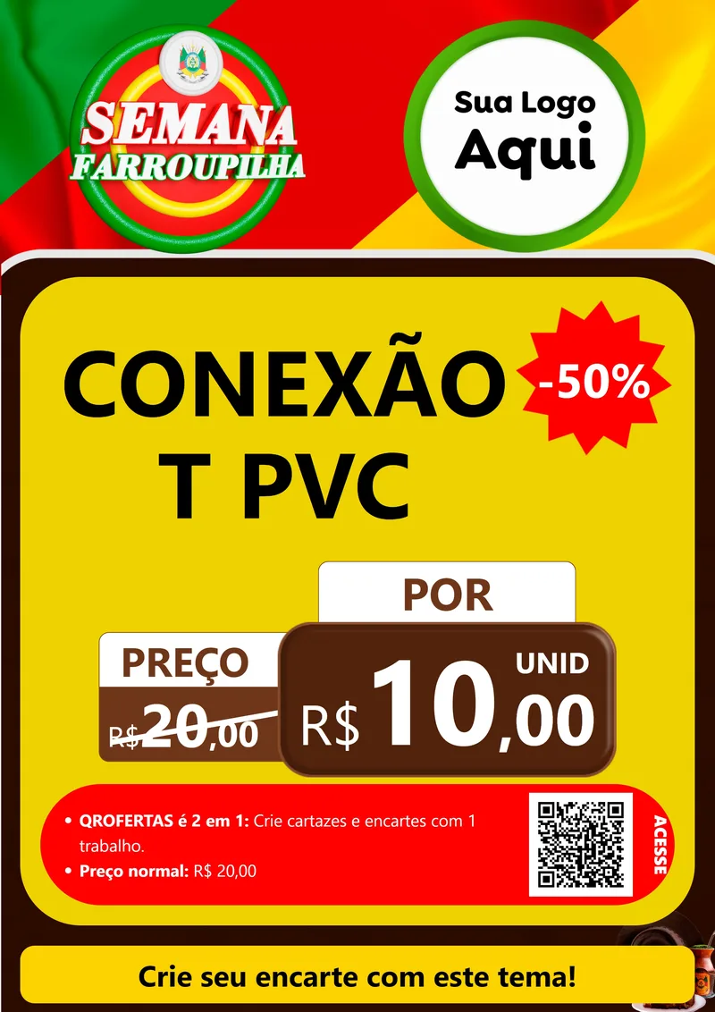 Modelo de Cartaz para Cartaz A4 Vertical com o tema Semana Farroupilha para Tubos e conexões