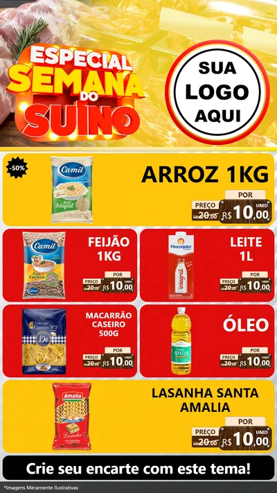 Modelo de TV para TV Vertical com o tema Especial Semana do Suíno para Supermercado