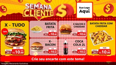 Modelo de TV para TV Horizontal com o tema Semana do Cliente para Hamburgueria