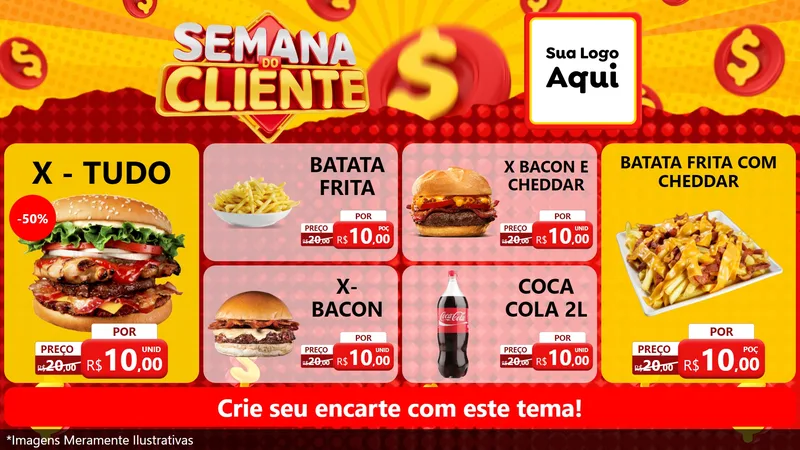 Modelo de TV para TV Horizontal com o tema Semana do Cliente para Hamburgueria