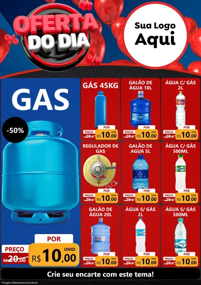 Modelo de Encarte para Encarte A4 Vertical com o tema Oferta do Dia para Água e gás