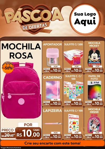 Modelo de Encarte para Encarte A4 Vertical com o tema Páscoa de Ofertas para Papelaria