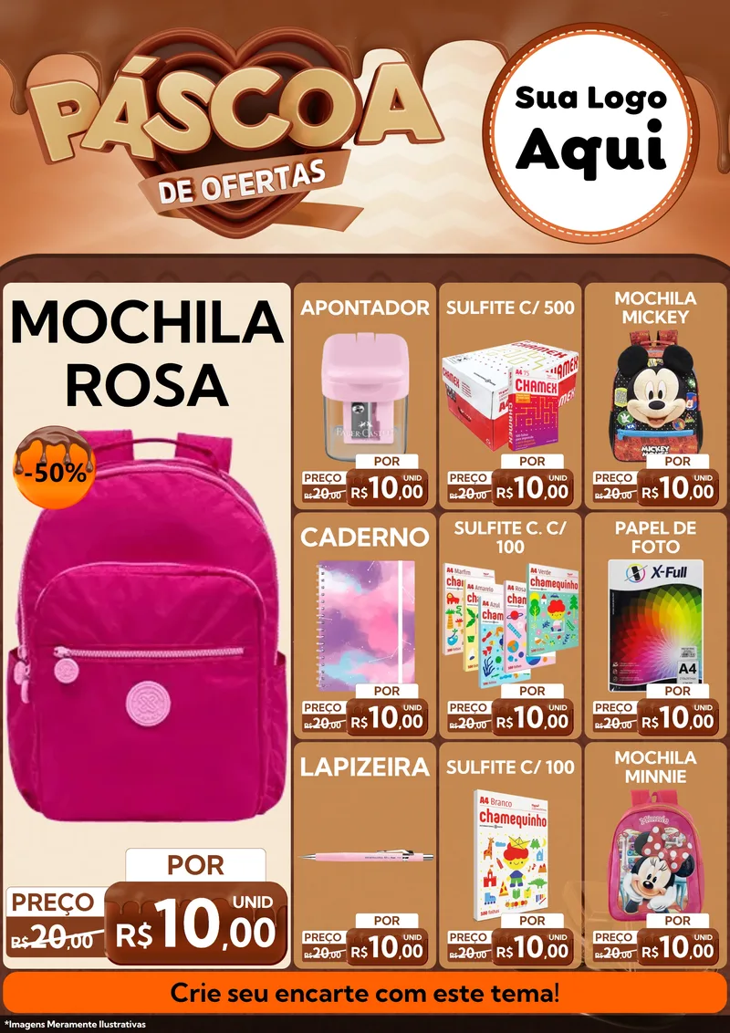 Modelo de Encarte para Encarte A4 Vertical com o tema Páscoa de Ofertas para Papelaria