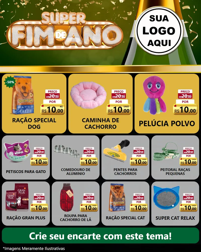 Modelo de Rede Social para Feed Instagram com o tema Super Fim de Ano para Pet Shop